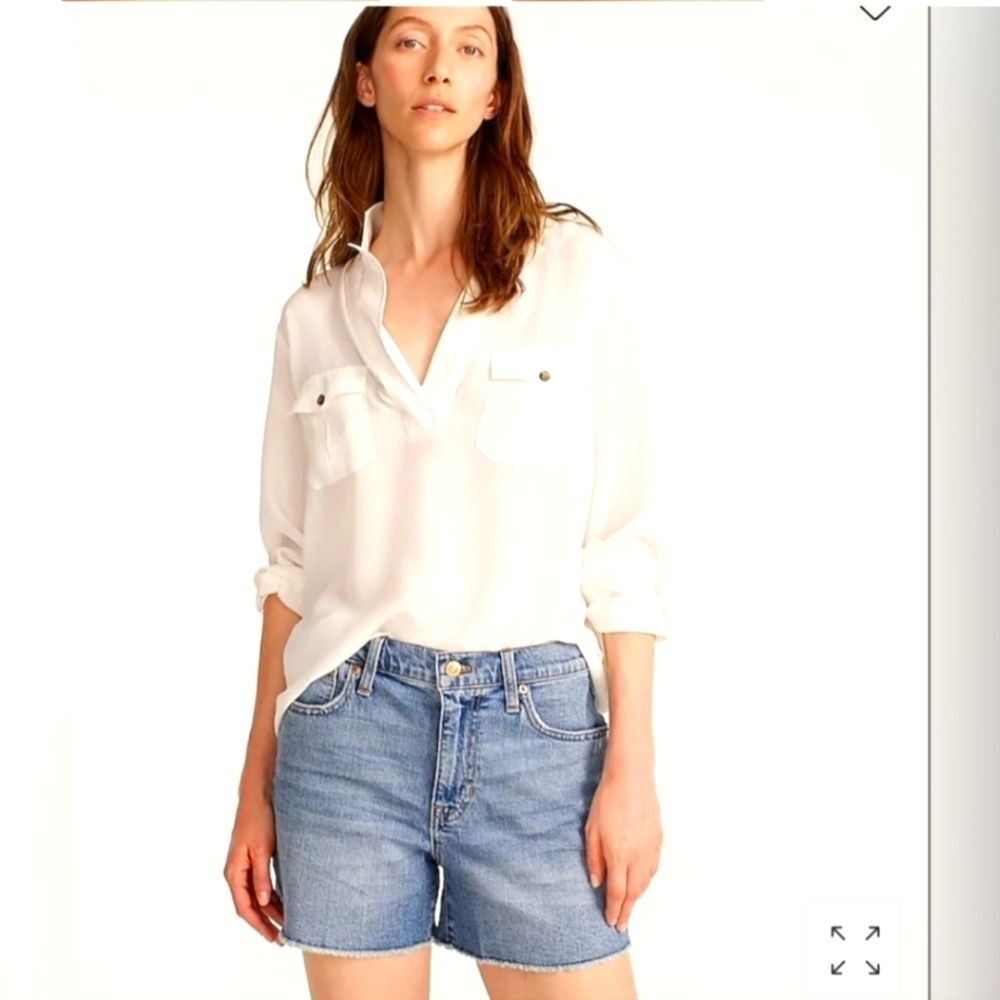 J. Crew high rise denim shorts Frayed Hem Whiskered 29
